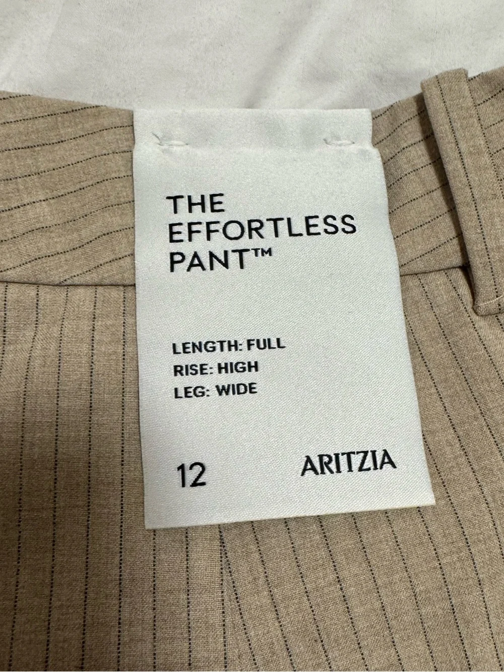 Aritzia The Effortless Pant — Beige Pinstripe
